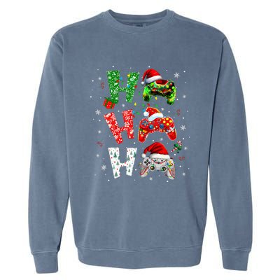 Video Game Controller Ho Ho Ho Christmas Garment-Dyed Sweatshirt