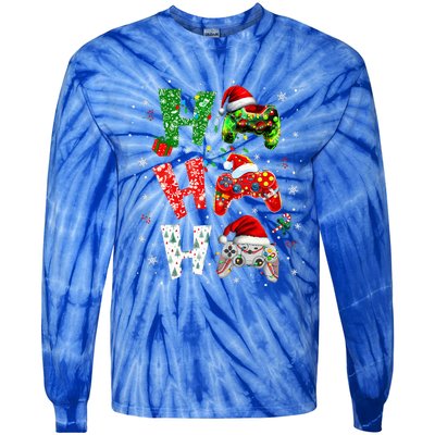 Video Game Controller Ho Ho Ho Christmas Tie-Dye Long Sleeve Shirt