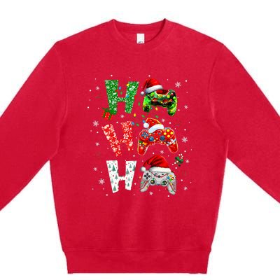 Video Game Controller Ho Ho Ho Christmas Premium Crewneck Sweatshirt