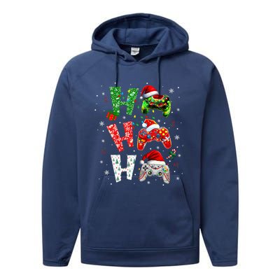 Video Game Controller Ho Ho Ho Christmas Performance Fleece Hoodie