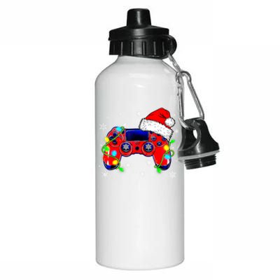 Video Game Controller Christmas Santa Hat Gamer Gift Aluminum Water Bottle