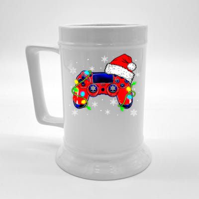 Video Game Controller Christmas Santa Hat Gamer Gift Beer Stein