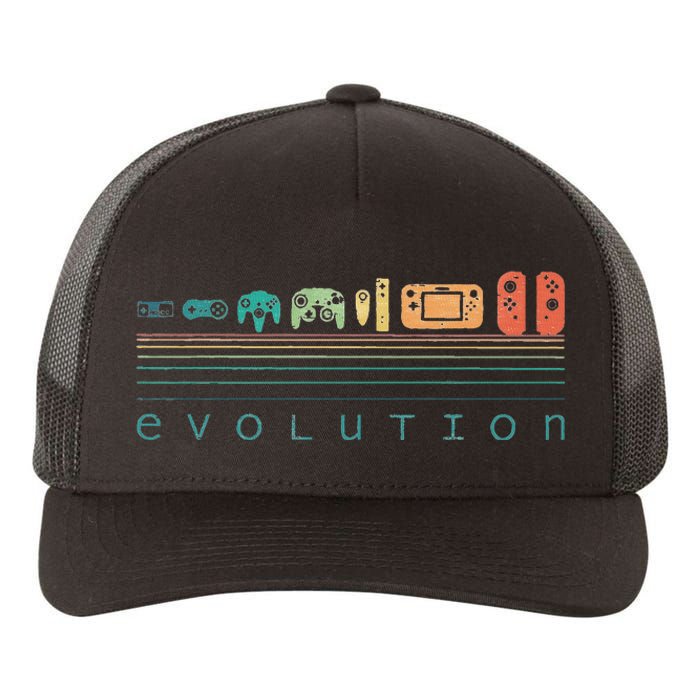 Video Game Controller Evolution 80s 90s Retro Gaming Gamer Yupoong Adult 5-Panel Trucker Hat