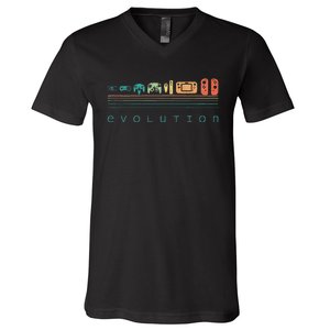 Video Game Controller Evolution 80s 90s Retro Gaming Gamer V-Neck T-Shirt