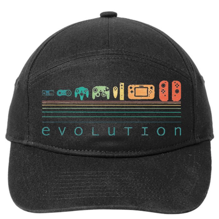 Video Game Controller Evolution 80s 90s Retro Gaming Gamer 7-Panel Snapback Hat