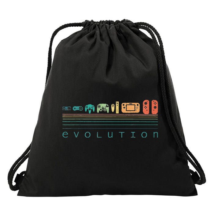 Video Game Controller Evolution 80s 90s Retro Gaming Gamer Drawstring Bag