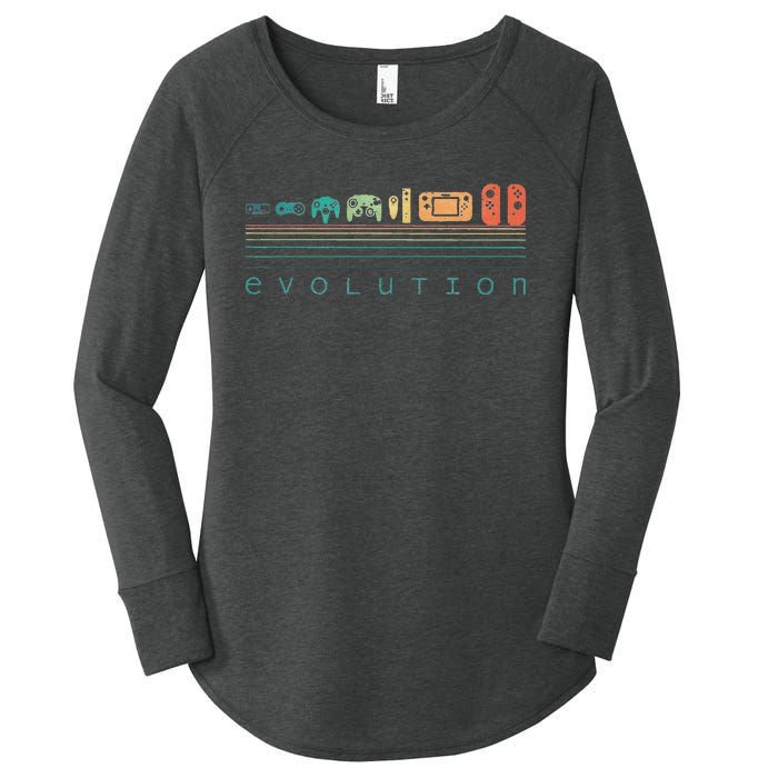 Video Game Controller Evolution 80s 90s Retro Gaming Gamer Women's Perfect Tri Tunic Long Sleeve Shirt