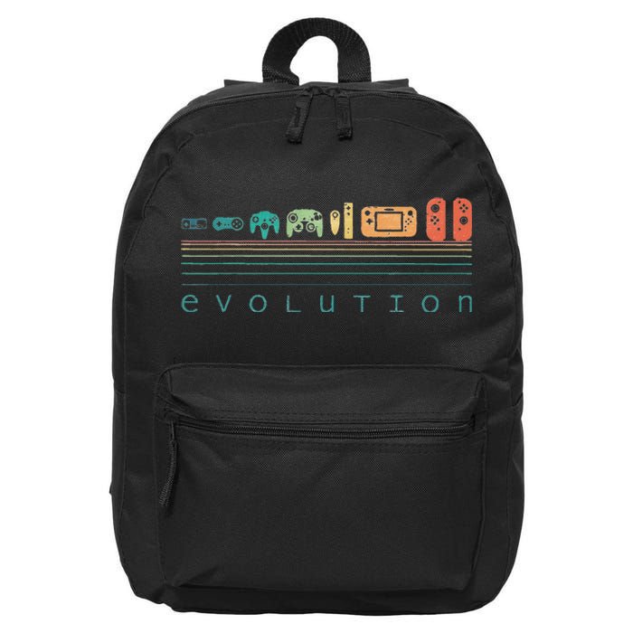 Video Game Controller Evolution 80s 90s Retro Gaming Gamer 16 in Basic Backpack