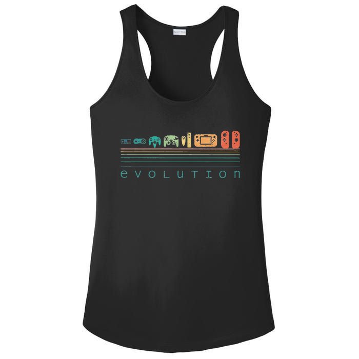 Video Game Controller Evolution 80s 90s Retro Gaming Gamer Ladies PosiCharge Competitor Racerback Tank