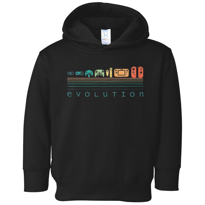 Video Game Controller Evolution 80s 90s Retro Gaming Gamer Toddler Hoodie