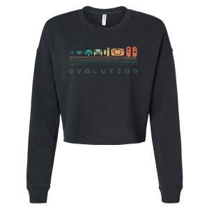 Video Game Controller Evolution 80s 90s Retro Gaming Gamer Cropped Pullover Crew