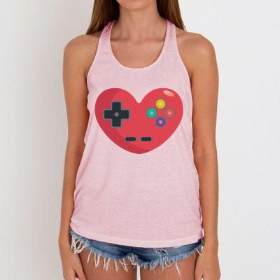 Video Games Controller Heart Gift Funny Video Games Valentine's Gift Women's Knotted Racerback Tank