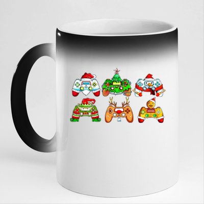 Video Game Controller Christmas Santa Hat Gamer Xmas Cool Gift 11oz Black Color Changing Mug