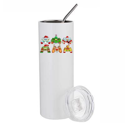 Video Game Controller Christmas Santa Hat Gamer Xmas Cool Gift Stainless Steel Tumbler