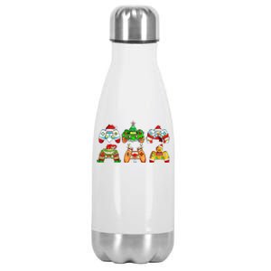 Video Game Controller Christmas Santa Hat Gamer Xmas Cool Gift Stainless Steel Insulated Water Bottle