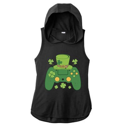 Video Game Controller Irish Gamer Boy Happy St Patricks Day Ladies PosiCharge Tri-Blend Wicking Draft Hoodie Tank