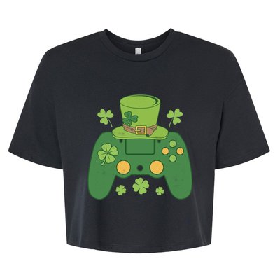 Video Game Controller Irish Gamer Boy Happy St Patricks Day Bella+Canvas Jersey Crop Tee