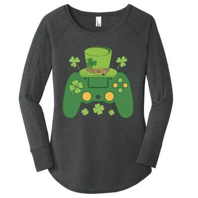 Video Game Controller Irish Gamer Boy Happy St Patricks Day Women's Perfect Tri Tunic Long Sleeve Shirt