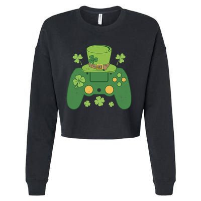 Video Game Controller Irish Gamer Boy Happy St Patricks Day Cropped Pullover Crew