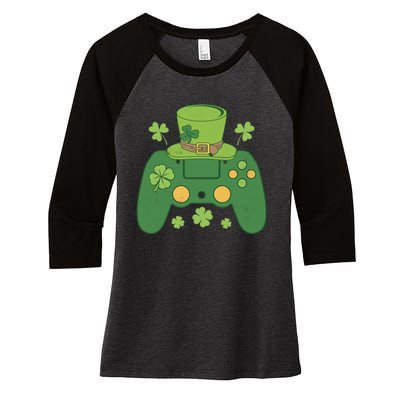 Video Game Controller Irish Gamer Boy Happy St Patricks Day Women's Tri-Blend 3/4-Sleeve Raglan Shirt