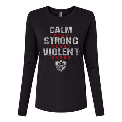 Vikings Gym Calm Mind Strong Heart Violent Hands Norse Womens Cotton Relaxed Long Sleeve T-Shirt