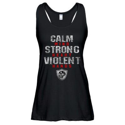 Vikings Gym Calm Mind Strong Heart Violent Hands Norse Ladies Essential Flowy Tank