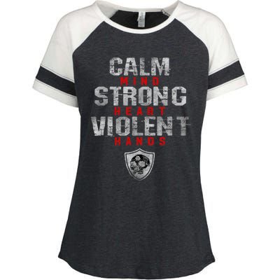 Vikings Gym Calm Mind Strong Heart Violent Hands Norse Enza Ladies Jersey Colorblock Tee