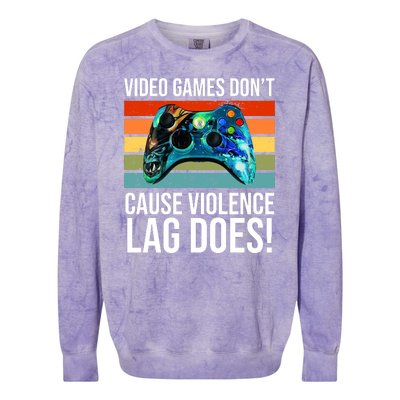 Video Games Don't Cause Violence Lag Does Colorblast Crewneck Sweatshirt