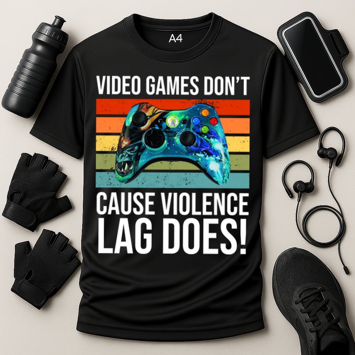 Video Games Don't Cause Violence Lag Does Cooling Performance Crew T-Shirt