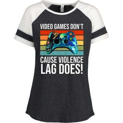 Video Games Don't Cause Violence Lag Does Enza Ladies Jersey Colorblock Tee