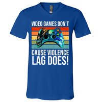 Video Games Don't Cause Violence Lag Does V-Neck T-Shirt