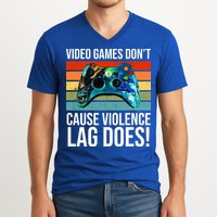 Video Games Don't Cause Violence Lag Does V-Neck T-Shirt