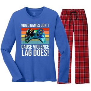 Video Games Don't Cause Violence Lag Does Women's Long Sleeve Flannel Pajama Set 