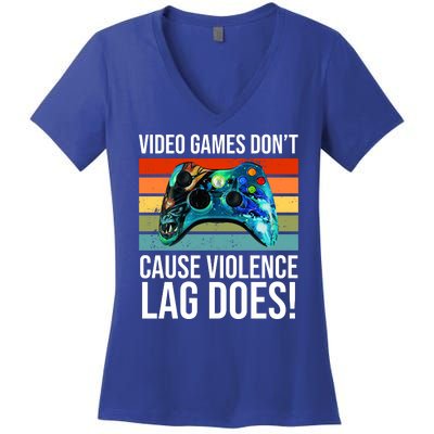 Video Games Don't Cause Violence Lag Does Women's V-Neck T-Shirt