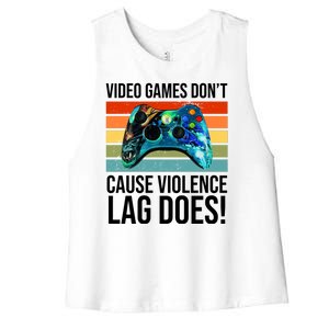 Video Games Don't Cause Violence Lag Does Women's Racerback Cropped Tank