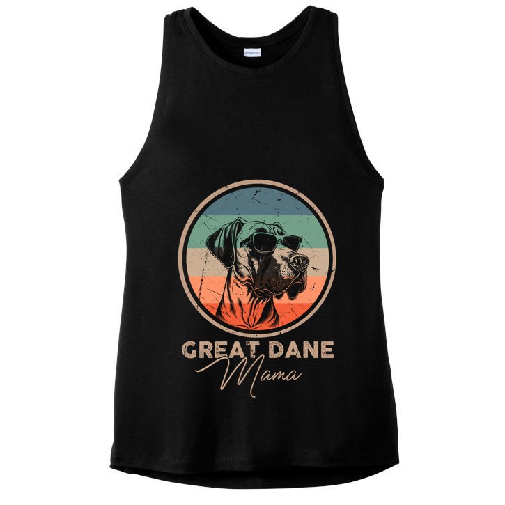 Vintage Great Dane Puppy Mom Dog Mama Lover Paw Gift Ladies PosiCharge Tri-Blend Wicking Tank