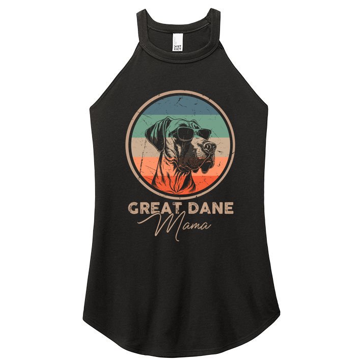 Vintage Great Dane Puppy Mom Dog Mama Lover Paw Gift Women's Perfect Tri Rocker Tank