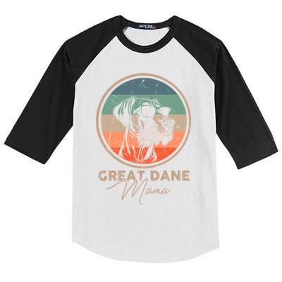 Vintage Great Dane Puppy Mom Dog Mama Lover Paw Gift Kids Colorblock Raglan Jersey