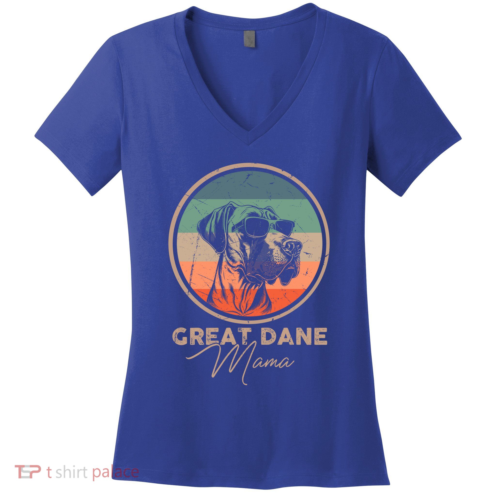 Vintage Great Dane Puppy Mom Dog Mama Lover Paw Gift Women's V-Neck T-Shirt