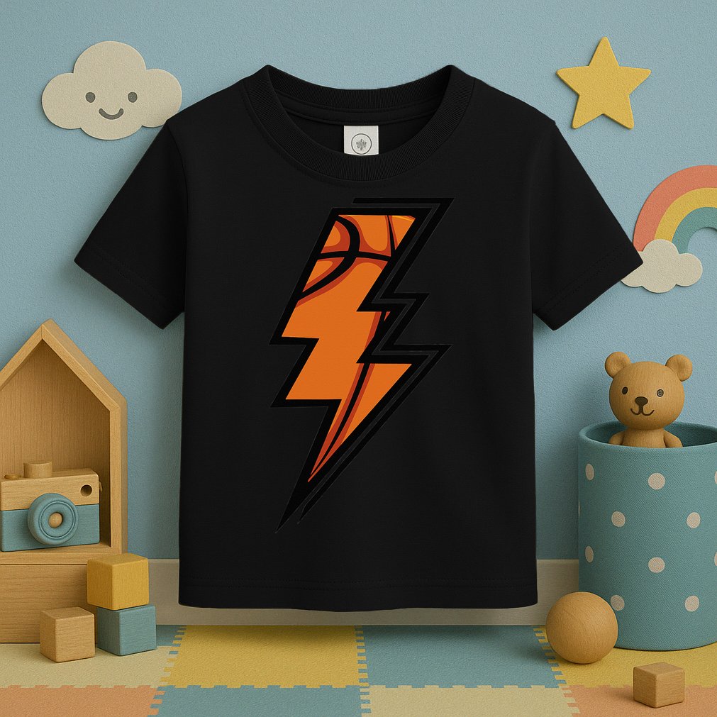 Vintage Game Day Basketball Lightning Bolt Team Sport Toddler T-Shirt
