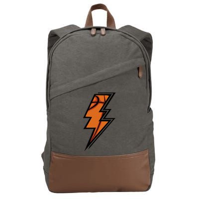 Vintage Game Day Basketball Lightning Bolt Team Sport Cotton Canvas Backpack