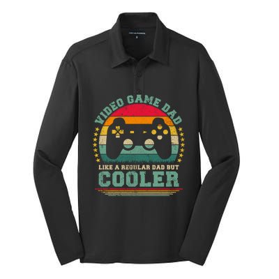 Video Game Dad Like A Regular Dad But Cooler Fathers Day Gift Silk Touch Performance Long Sleeve Polo