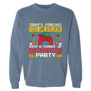 Video Game Developing Christmas Party Video Gamer Xmas Funny Gift Garment-Dyed Sweatshirt