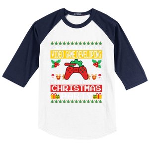 Video Game Developing Christmas Party Video Gamer Xmas Funny Gift Baseball Sleeve Shirt