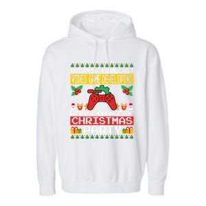 Video Game Developing Christmas Party Video Gamer Xmas Funny Gift Garment-Dyed Fleece Hoodie