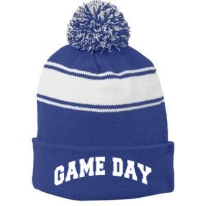 Varsity Game Day Great Gift Stripe Pom Pom Beanie