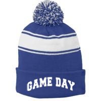 Varsity Game Day Great Gift Stripe Pom Pom Beanie