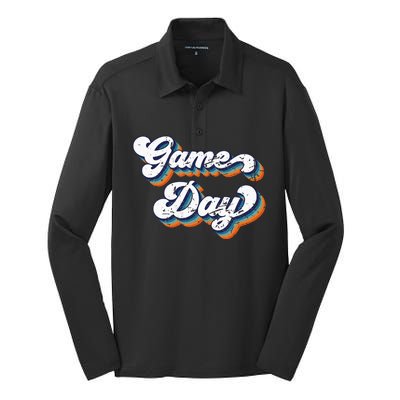 Vintage Game Day Funny Game Day For Silk Touch Performance Long Sleeve Polo