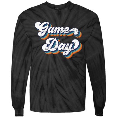 Vintage Game Day Funny Game Day For Tie-Dye Long Sleeve Shirt