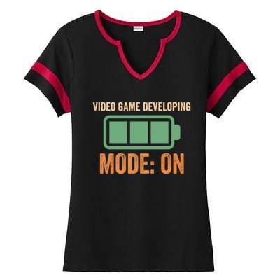 Video Game Developing Mode On Battery Design Gift Ladies Halftime Notch Neck Tee